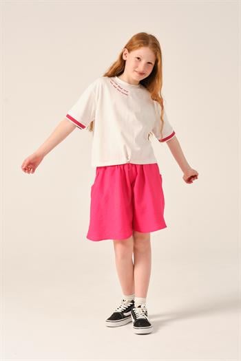 Genç Kız Çocuk Yazı Baskılı T-shirt