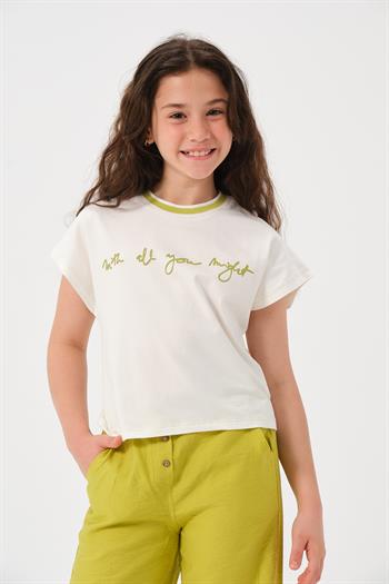 Genç Kız Çocuk Yazı Baskılı T-shirt