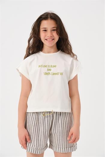 Genç Kız Çocuk Yazı Baskılı T-shirt
