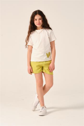 Genç Kız Çocuk Zincir Kolye Detaylı Baskılı T-shirt