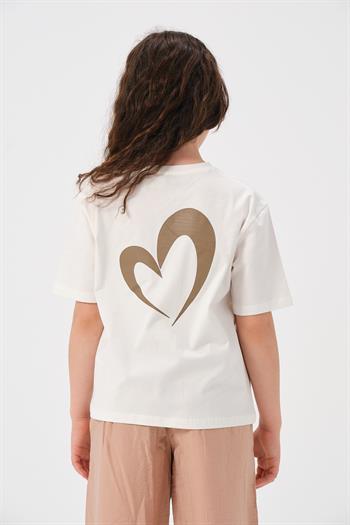 Genç Kız Çocuk Zincir Kolye Detaylı Baskılı T-shirt