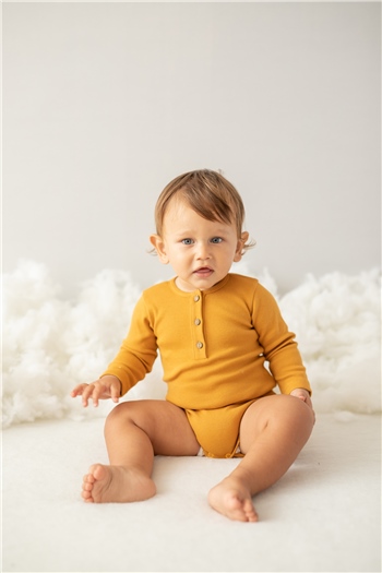 Gots Sertifikalı %100 Organik Pamuk Önden Düğmeli Body (0-4yaş)