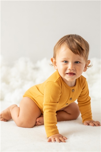 Gots Sertifikalı %100 Organik Pamuk Önden Düğmeli Body (0-4yaş)