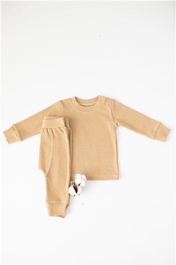 Unisex Bebek Gots Sertifikalı %100 Organik Pamuk Sweatshirt ve Pantolon Takım (0-4yaş)