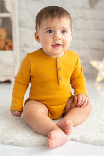 Gots Sertifikalı %100 Organik Pamuk Önden Düğmeli Bebek Body (0-4yaş)