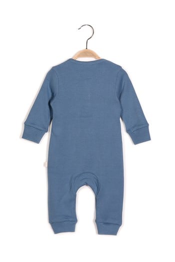 Gots Sertifikalı %100 Organik Pamuk Yakası Düğmeli Tulum (0-24ay)