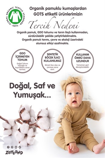 Unisex Bebek Gots Sertifikalı %100 Organik Pamuk Sweatshirt ve Pantolon Takım (0-4yaş)