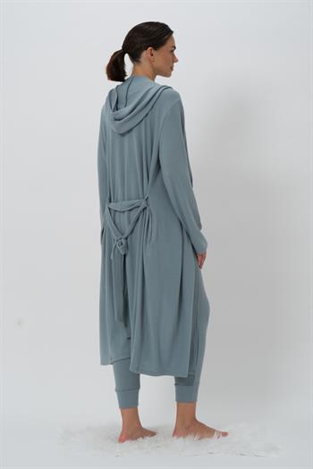 Kadın Kapüşonlu Sabahlık - Buz Mavisi