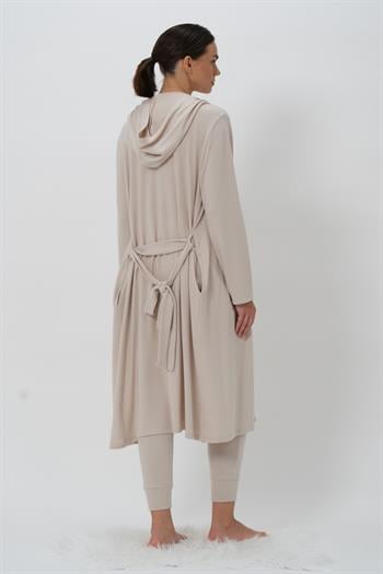 Kadın Kapüşonlu Sabahlık - Taş Rengi