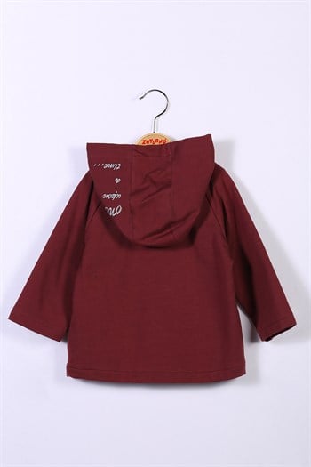 Erkek Çocuk Kapüşonlu Dokuma Bordo Ceket (2-7yaş)