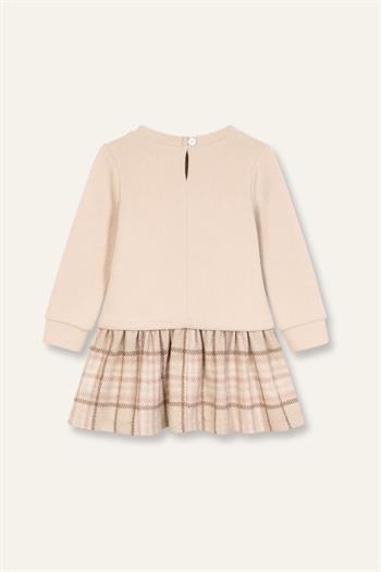 Kız Bebek Baskılı Ve Tül Detaylı Garnili Elbise - Ekose