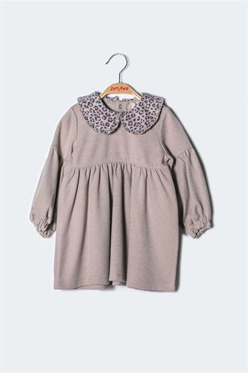 Kız Bebek Bebe Yaka Uzun Kollu Elbise