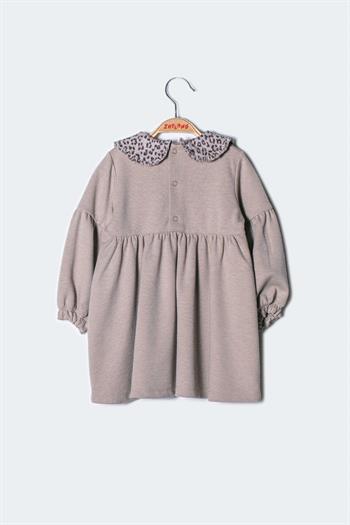 Kız Bebek Bebe Yaka Uzun Kollu Elbise
