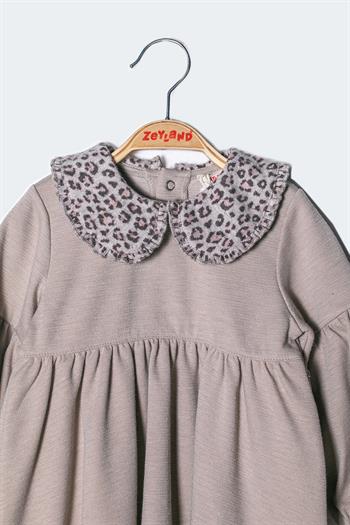 Kız Bebek Bebe Yaka Uzun Kollu Elbise