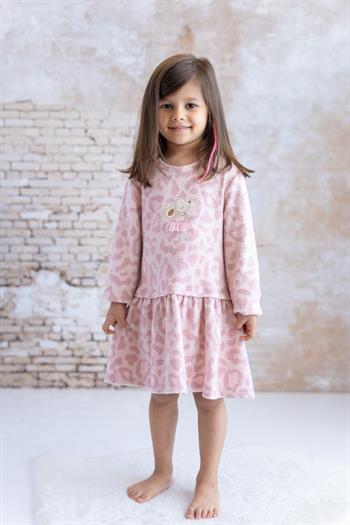 Kız Bebek Çanta Aksesuarlı Jakarlı Elbise - Pembe