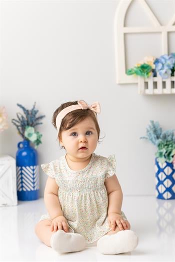 Kız  Bebek  Çiçek Desenli Çıtçıtlı Body Elbise - Desenli