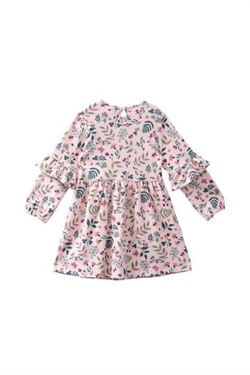 Kız Bebek Çiçek Desenli Elbise - Pembe Desenli