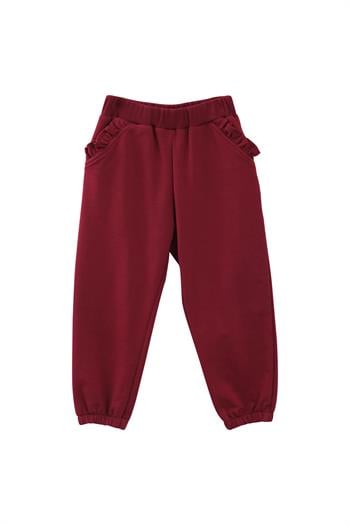 Kız Bebek Fırfır Cepli Eşofman Altı - Bordo