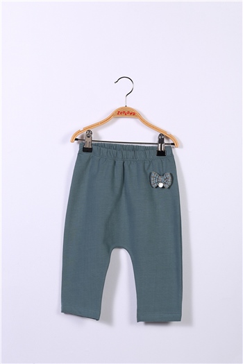Kız Bebek Fiyonk Detaylı Yeşil Pantolon (6-24ay)