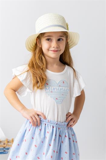 Kız Bebek Kalp Nakışlı T-shirt - Ekru