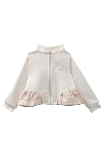 Kız Bebek Kelebek Nakışlı ıkili Takım - Bej