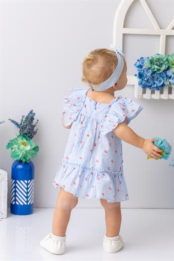 Kız Bebek Mercan Desenli Fırfırlı Elbise - Desenli