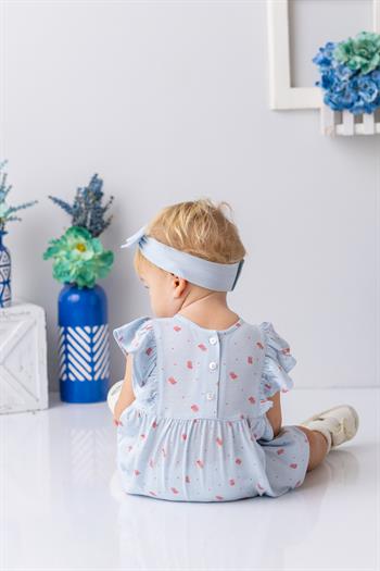 Kız Bebek Mercan Desenli Kısa Tulum - Desenli