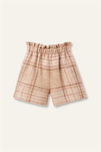 Kız Bebek Nakış Ve Baskılı Şort T-Shirt Yelek Üçlü Takım - Bej