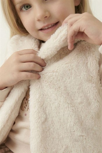 Kız Bebek Peluş Yelek - Vizon