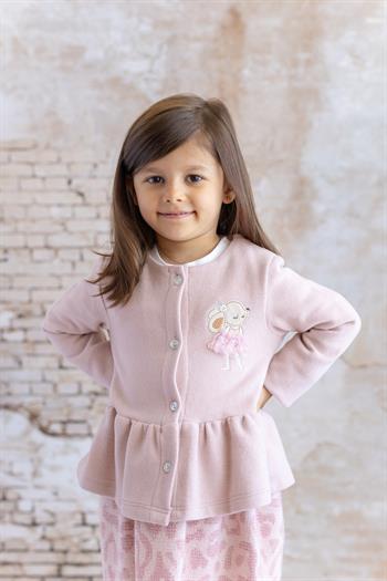 Kız Bebek Tavşan Nakışlı Ceket - Pembe