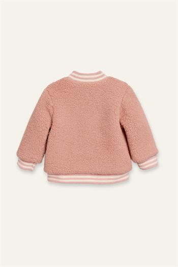 Kız Bebek Tavşan Nakışlı Peluş Mont - Pembe