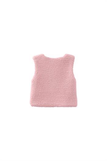 Kız Bebek Tavşan Nakışlı Peluş Yelek - Pembe