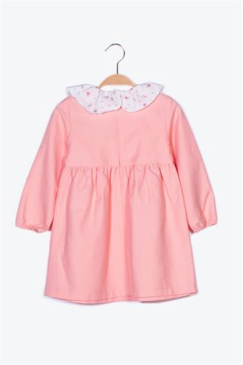 Kız Bebek Yaka Detaylı Dokuma Elbise
