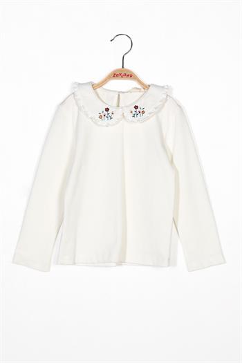 Kız Bebek Yaka Nakış Detaylı Bluz - Skasar