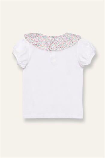 Kız Bebek Yakası Fırfırlı T-shirt - Ekru
