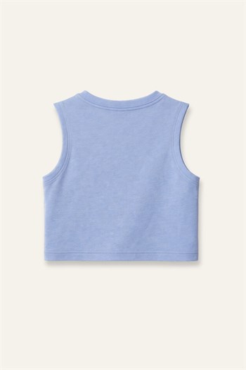 Kız Çocuk Baskılı Kolsuz T-shirt  - Mavi