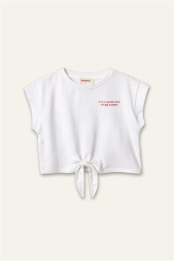 Kız Çocuk Baskılı T-shirt  - Ekru