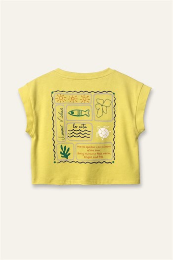 Kız Çocuk Baskılı T-shirt  - Sarı