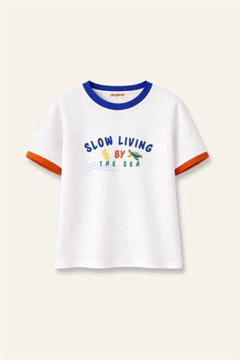 Kız Çocuk Baskılı T-shirt  - Sax