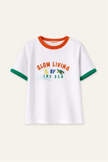 Kız Çocuk Baskılı T-shirt  - Turuncu