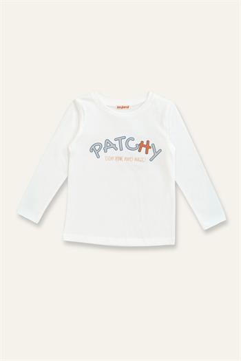 Kız Çocuk Baskılı Uzun Kol T-shirt - Ekru
