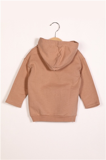 Kız Çocuk Kapüşonlu Cepleri Fırfır Detaylı Sweatshirt (2-7yaş)