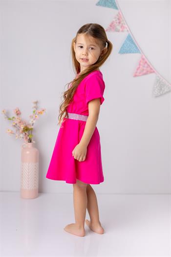 Kız Çocuk Beli Lastikli Elbise 