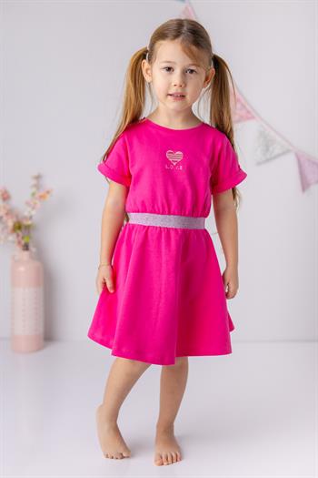 Kız Çocuk Beli Lastikli Elbise 