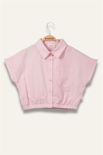 Kız Çocuk Beli Lastikli Gömlek - Pembe