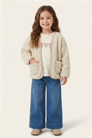 Kız Çocuk Ceketli 3lü Takım - Bej