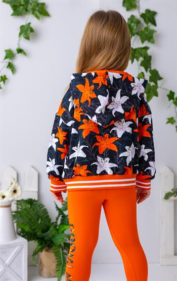 Kız Çocuk Çiçek Desenli Kapüşonlu Sweatshirt - Çiçek Desenli