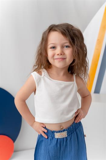 Kız Çocuk Crop Atlet - Ekru