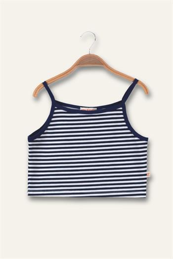 Kız Çocuk Crop Çizgili Atlet - Lacivert Çizgili