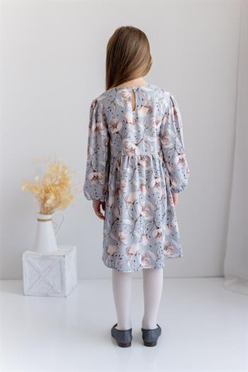 Kız Çocuk Desenli Dokuma Elbise 